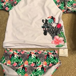 2 piece matching swim zebra print Rashguard